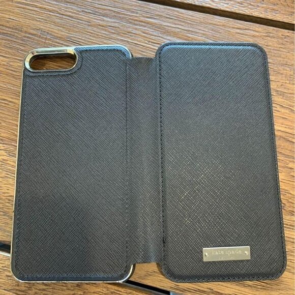 KATE spade ♠️ wallet iPhone case. Excellent condition. Black and gold. - Picture 3 of 8